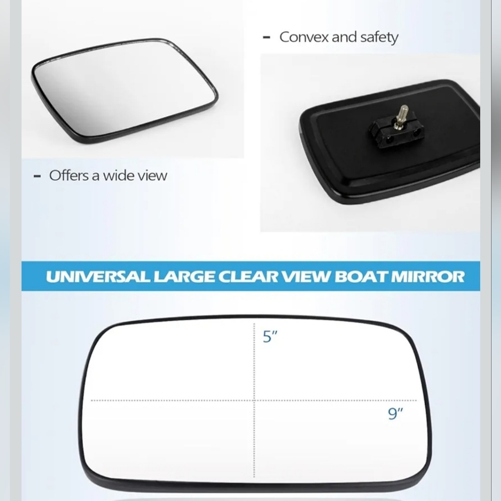 Universal Marine Rear View Mirror - Black - Picture 9 of 14